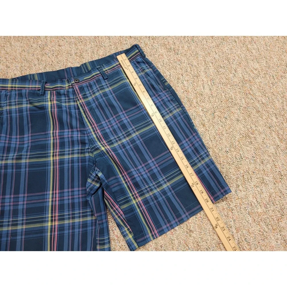 PGA‎ Tour Shorts Mens 36 Blue Plaid Pro Series Golf Performance Athletic Sports